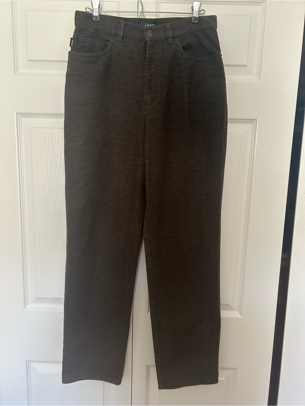 Ralph Lauren Womens Charcoal Grey Straight-Leg Jean Cut Pants Size 10